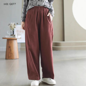 Quần baggy lưng thun ống rộng hai túi chéo - Q077