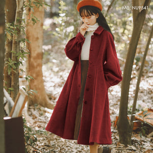Áo khoác măng tô len cashmere dài tay cổ đức khuy cài - NU9541