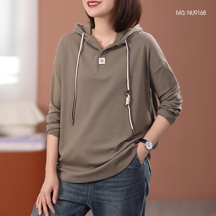 Áo hoodies dài tay khuy cài không túi - NU9168