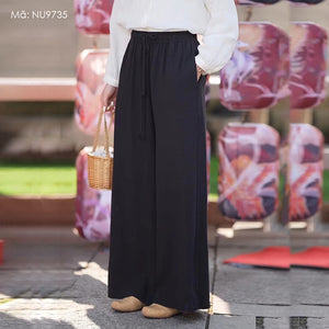 Quần baggy linen lưng thun dây rút ống rộng túi đứng - NU9735