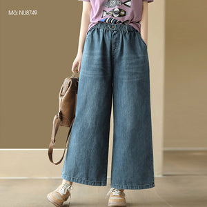 Quần baggy denim ống rộng kiểu một khuy cài - NU8749