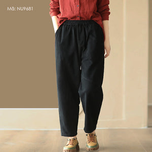 Quần baggy lưng thun túi vuông may chéo - NU9681