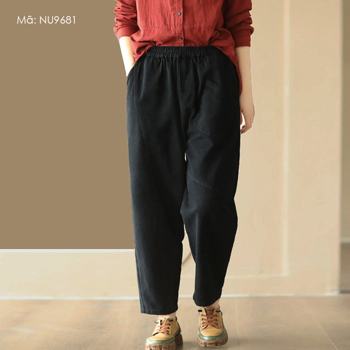 Quần baggy lưng thun túi vuông may chéo - NU9681