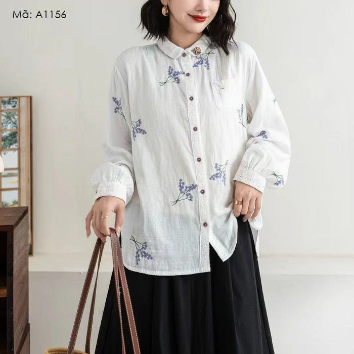 Áo sơ mi thêu hoa dài tay - A1156