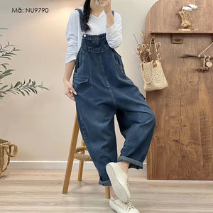 Quần baggy yếm denim túi nắp tam giác - NU9790