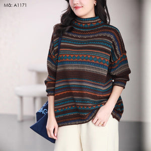 Áo len dài tay retro cổ lọ  - A1171