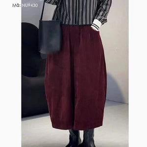 Quần baggy nhung lưng thun ống rộng đơn sắc - NU9430