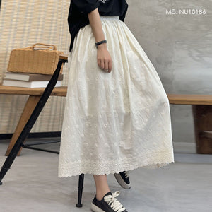 Chân váy linen lưng thun thêu hoa mặt trời - NU10186