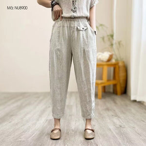 Quần baggy linen lưng thun ống côn một túi kiểu - NU8900