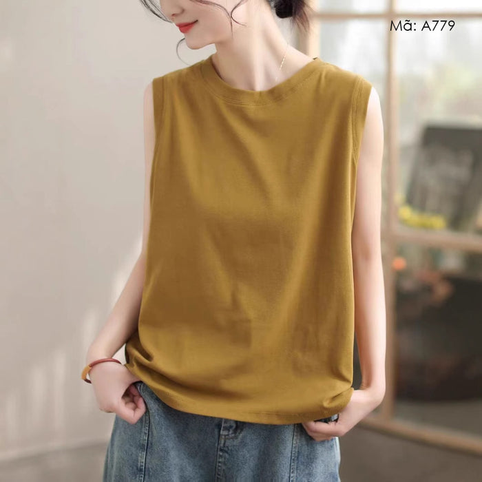 Áo T-shirt sát nách cổ tròn đơn sắc - A779