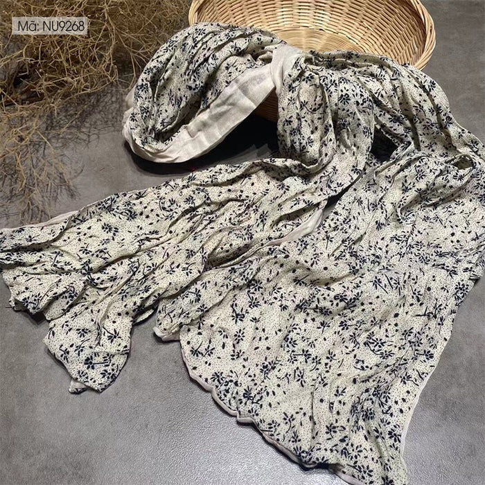 Khăn quàng linen retro in hoa liti một mặt - NU9268