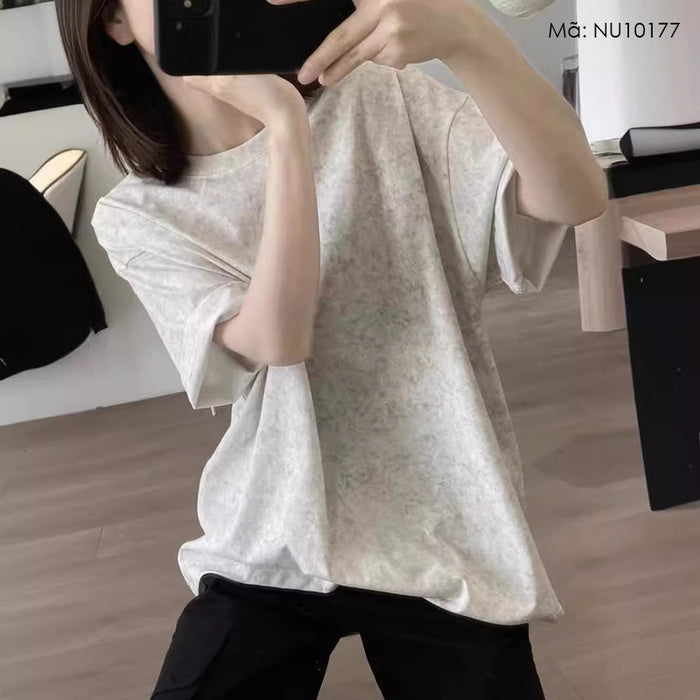 Áo T-shirt ngắn tay cổ tròn form dài - NU10177