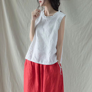 Áo sơ mi sát nách cổ xếp ly vạt dây rút - NU2975