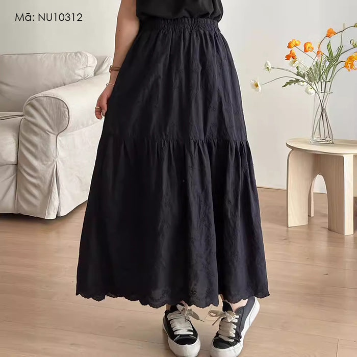 Chân váy linen lưng thun thêu những chiếc nơ - NU10312