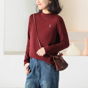 Áo T-shirt dài tay cổ đứng đơn sắc - NU9555