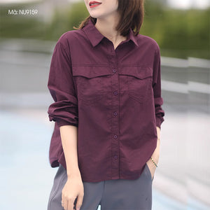 Áo sơ mi dài tay cổ đức hai túi nắp liền - NU9159