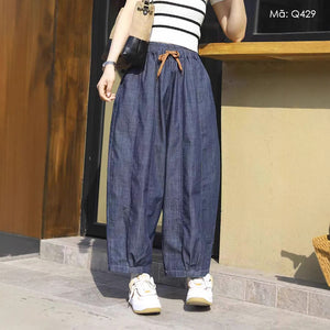 Quần baggy denim retro dây rút - Q429