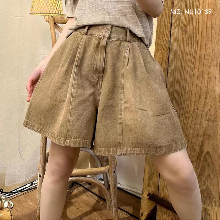 Quần sooc denim lưng thun khuy cài một túi sau - NU10139
