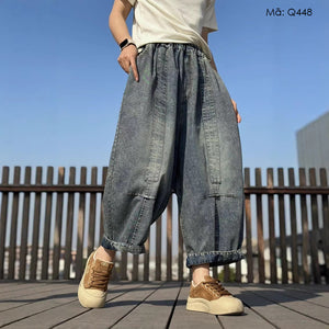 Quần baggy denim lửng túi chéo - Q448