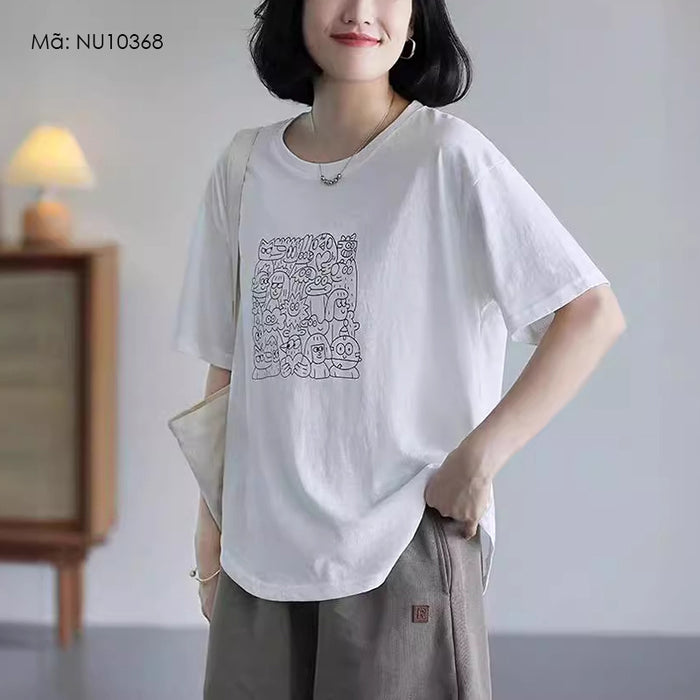 Áo T-shirt ngắn tay cổ tròn in những nhân vật hoạt hình - NU10368