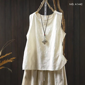 Áo T-shirt sát nách thêu hoa - A1442