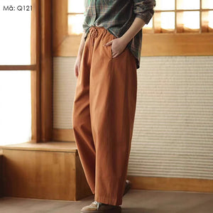 Quần baggy lưng thun dây rút ống đứng túi chéo - Q121