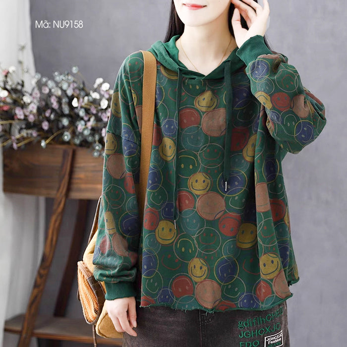Áo hoodies dài tay in mặt cười - NU9158
