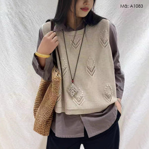 Áo len gile cổ tròn - A1083