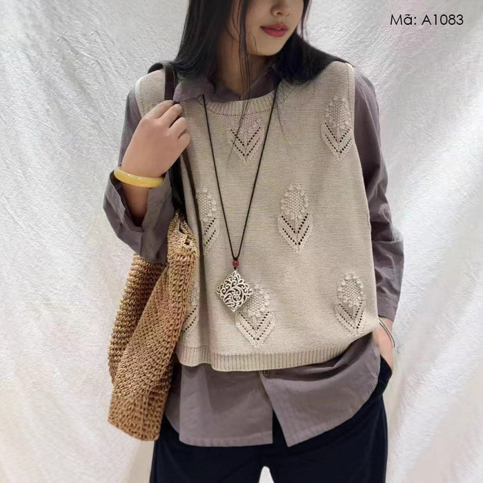 Áo len gile cổ tròn - A1083
