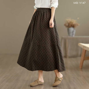 Chân váy nhung chấm bi - V147