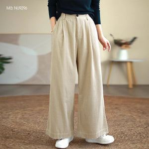 Quần baggy nhung lưng thun khóa kéo hai túi chéo - NU9296