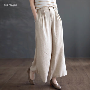 Quần baggy linen lưng cao ống rộng hai túi chéo - NU9068