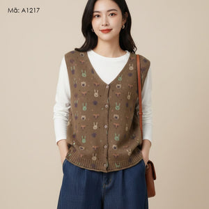 Áo khoác len gile hinh chú thỏ - A1217