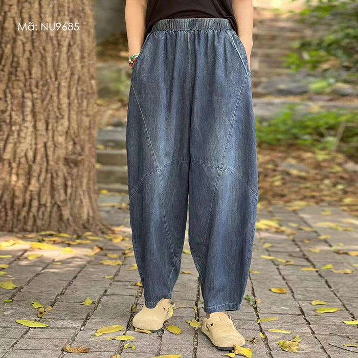 Quần baggy denim lưng thun hai túi sau - NU9685