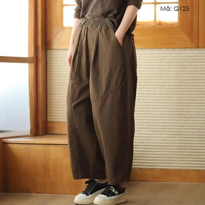 Quần baggy lưng thun ống đứng túi chéo - Q125