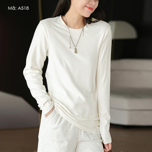 Áo T-shirt dài tay cổ tròn một màu - A518
