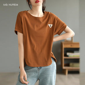 Áo T-shirt ngắn tay cổ tròn đính C - NU9834