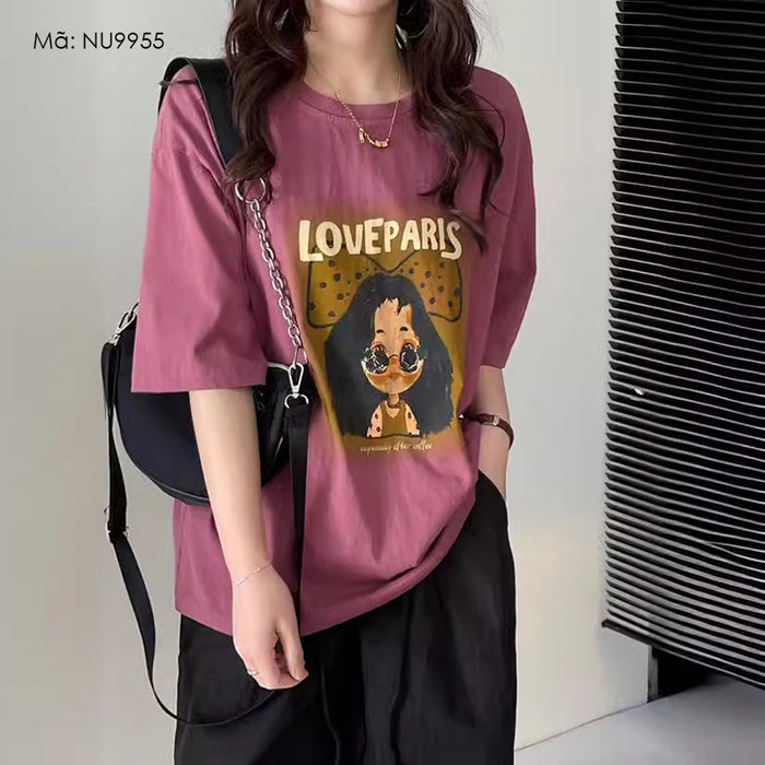 Áo T-shirt ngắn tay cô gái đeo nơ cổ tròn - NU9955