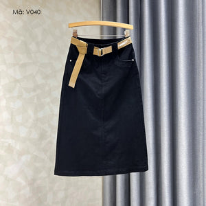 Chân váy retro lưng cao kèm thắt lưng - V039