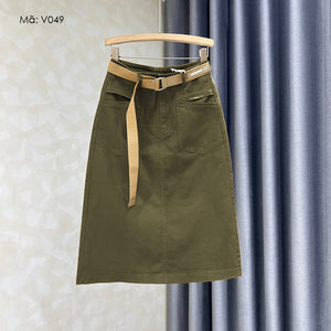 Chân váy retro lưng cao túi chéo kiểu - V049