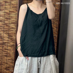 Áo t-shirt linen hai dây sát nách đơn sắc - NU10325