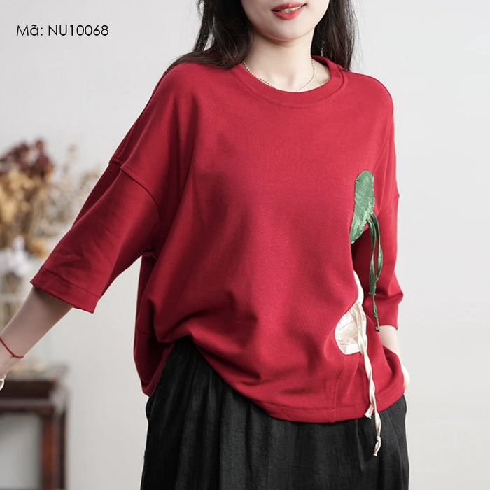 Áo T-shirt ngắn tay cổ tròn bán nguyệt - NU10068