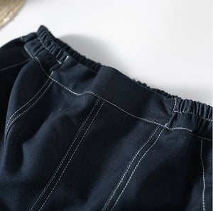 Chân váy denim lưng thun túi vuông chạy chỉ nổi - NU9661