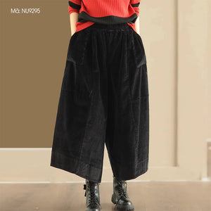 Quần baggy nhung lưng thun dây rút ống rộng - NU9294