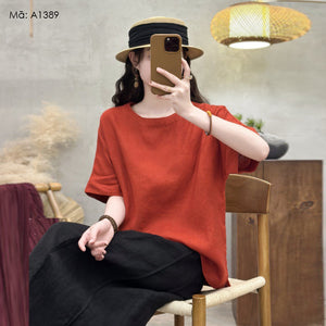 Áo sơ mi linen ngắn tay khuy sau - A1389