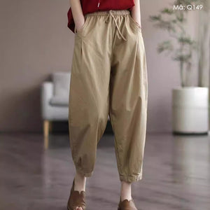 Quần baggy lửng lưng thun dây rút hai túi - Q149