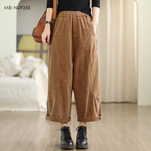 Quần baggy lưng thun dáng rộng ống đứng hai túi chéo - NU9335