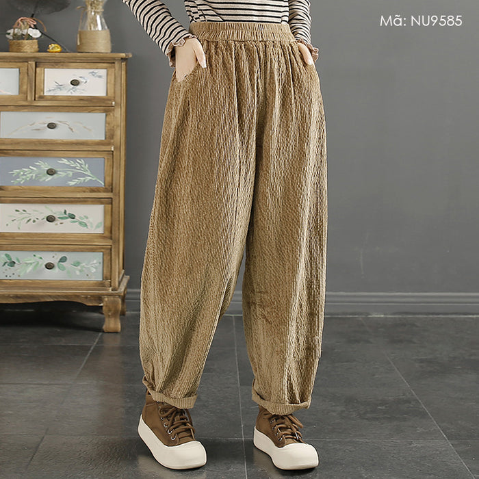 Quần baggy lưng thun kiểu dập nhăn một túi sau - NU9585