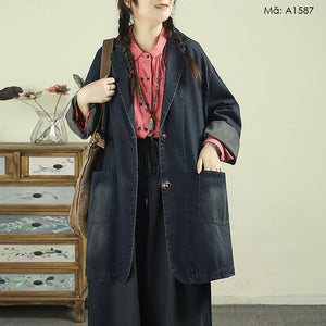 Áo khoác denim form dài - A1587