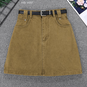 Chân váy ngắn retro kèm thắt lưng - V037